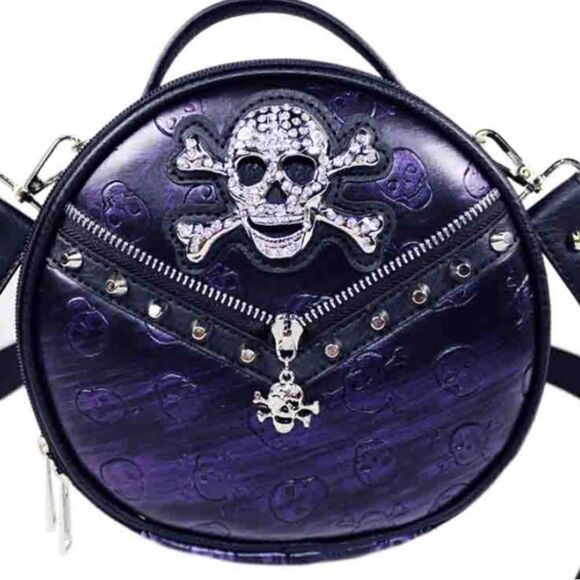 Rebels Ride Skull Crossbody Oval Bag - Picture 3 of 6